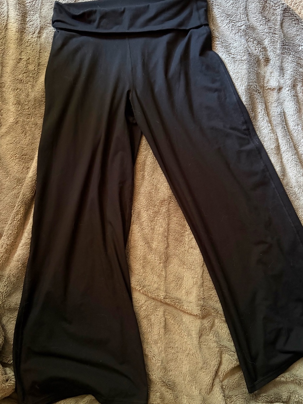 Fabletics Black Wide-Leg Fold-Over Waist Leggings